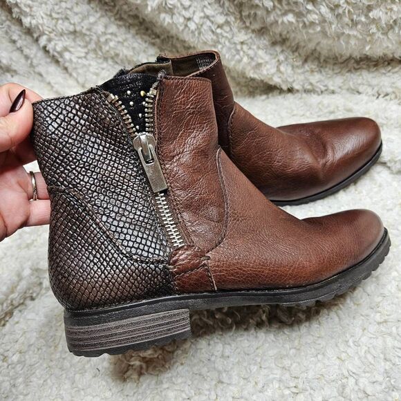 Earthies Sintra 2 Brown Leather Ankle Boots sz 9 - Picture 3 of 8